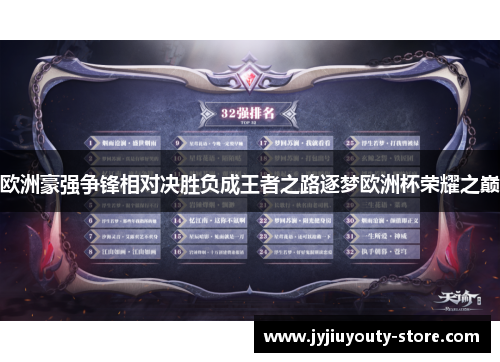 欧洲豪强争锋相对决胜负成王者之路逐梦欧洲杯荣耀之巅